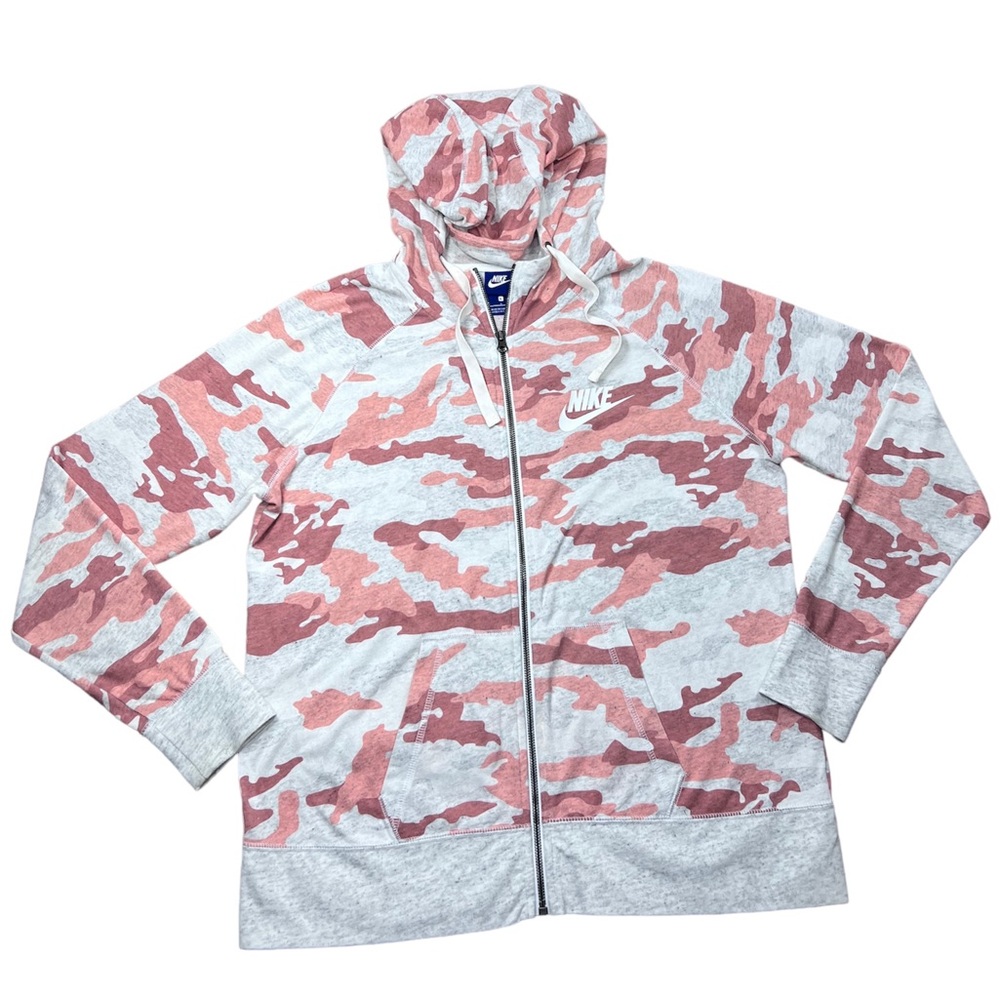 Nike Pink Gray Gym Vintage Full Zip Hoodie Jacket size Large